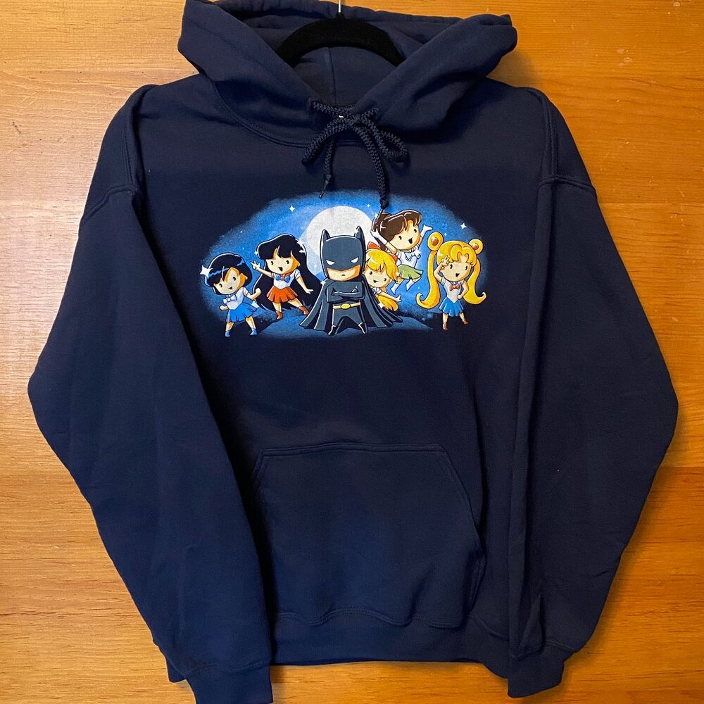 SAILOR MOON X BATMAN CROSS OVER NAVY BLUE HOODIE SIZE M